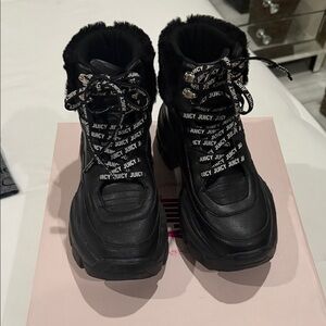 Juicy Couture Black Winter Boots with Logo Laces